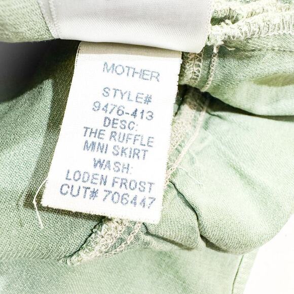 Mother The Ruffle Mini Skirt Loden Frost Denim Size 26 - Picture 7 of 8